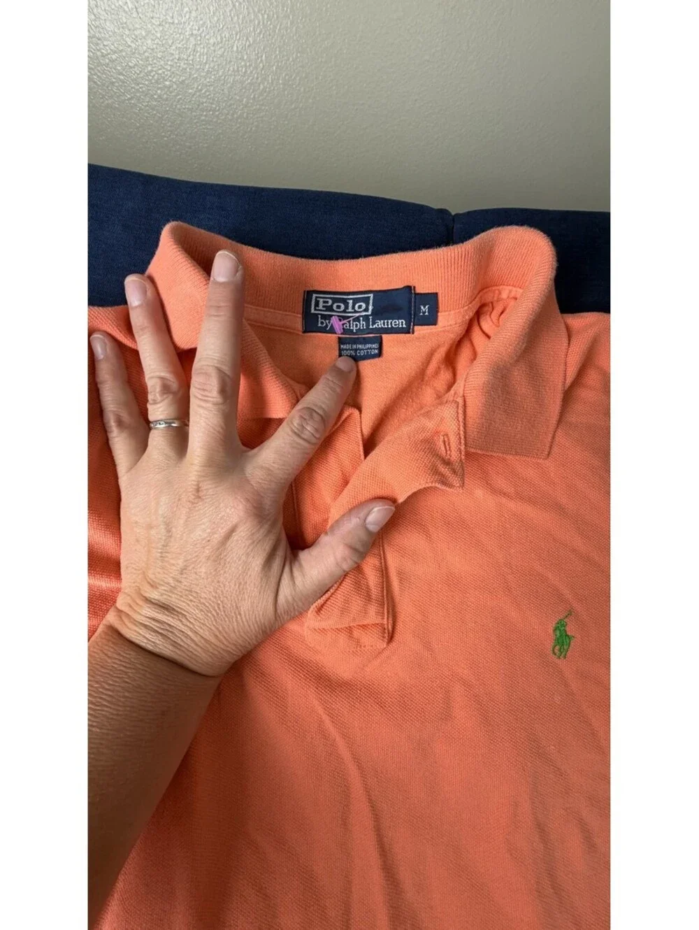 Polo Ralph Lauren Men’s M Orange Classic Pique Cotton Polo Green Pony